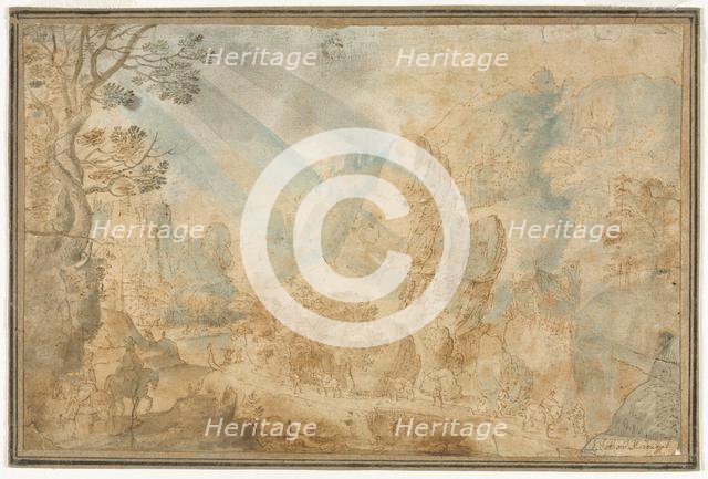 Mountain Landscape with Figures, first half 1600s. Creator: Anton Mirou (Flemish, bef 1586-aft 1661).