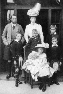 The Prince and Princess of Wales and their children, Abergeldie, Scotland, 1906. Artist: Unknown