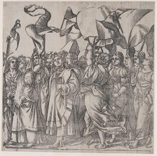 Section C: female martyrs and saints holding banners, from The Triumph of Christ, 1836. Creator: Andrea Andreani.