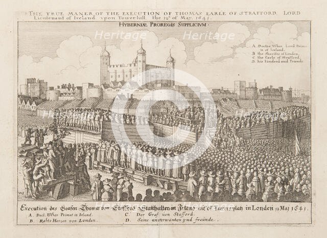 The true maner of the execution of Thomas Earle of Strafford, Lord Lieutenant of Ireland..., ca 1642 Creator: Hollar, Wenceslaus (1607-1677).