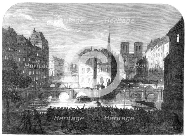 Scene from "The Workmen of Paris", at the Adelphi Theatre; Paris by Moonlight, 1864. Creator: Unknown.