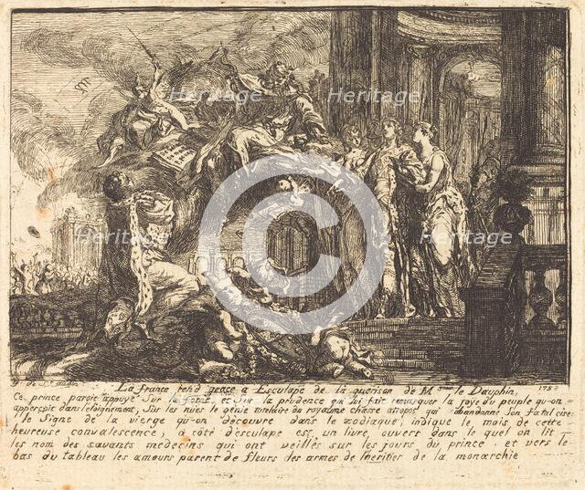 Allegory of the Dauphin's Convalescence (Allegorie sur la convalescence du Dauphin), 1752. Creator: Gabriel de Saint-Aubin.