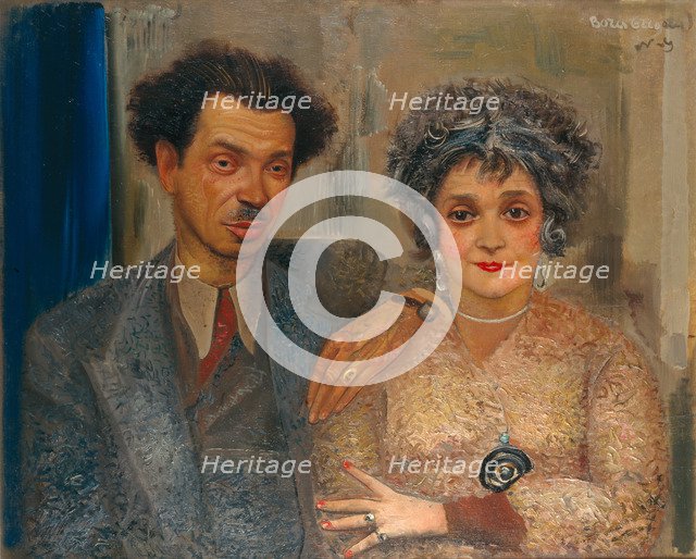 Portrait of the artist Nikiolai Remizov (1887-1975) with his wife, Between 1926 and 1933. Artist: Grigoriev, Boris Dmitryevich (1886-1939)