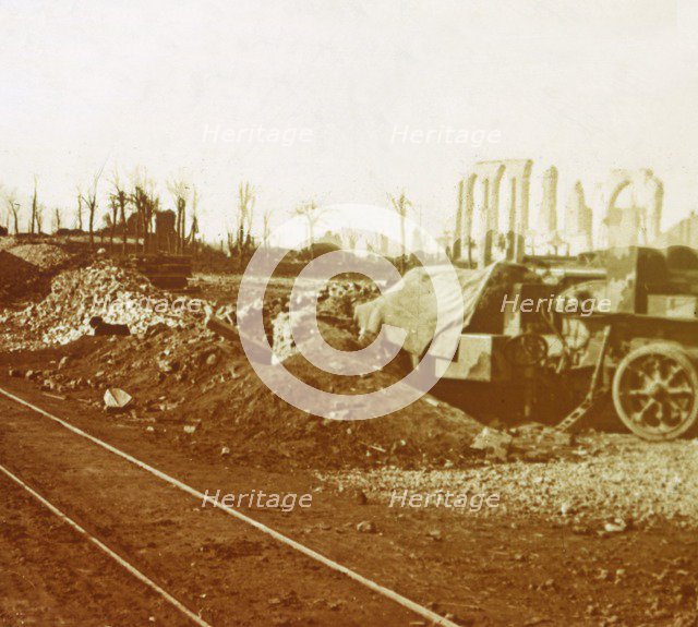 Railway lines at the village of Noordschote, Flanders, Belgium, c1914-c1918. Artist: Unknown.