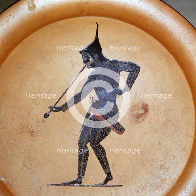 Greek painting of a Scythian archer blowing a trumpet, 6th century BC. Artist: Unknown