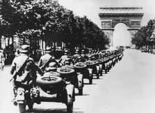 German soldiers on the Champs Elysees, Paris, 14 June 1940. Artist: Unknown