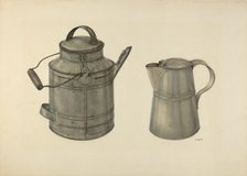 Zoar Tin Coffee Pot and Pail, c. 1938. Creator: John Wilkes.