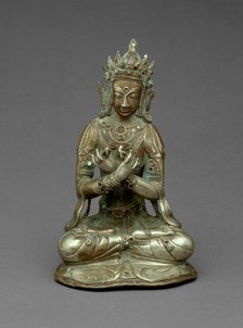 Vajradhara Buddha Seated Holding a Thunderbolt (Vajra) and Bell (Ghanta), 15th century. Creator: Unknown.