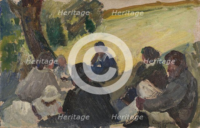The company in the meadow, 1925. Creator: Eiler Sorensen.