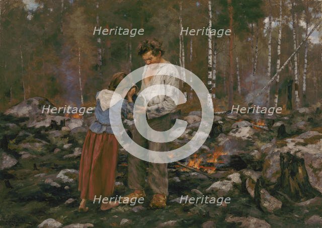 Matti Burning the Brushwood, 1893. Creator: August Fredrik Ahlstedt.