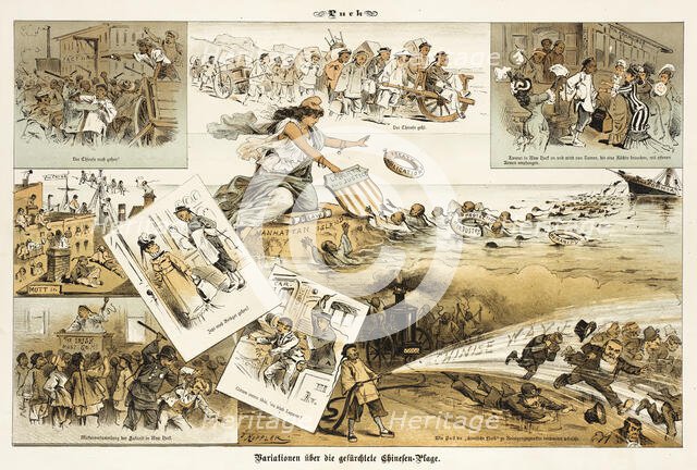 Cartoon from Puck, between 1880 and 1889. Creators: Joseph Keppler, Bernhard Gillam.