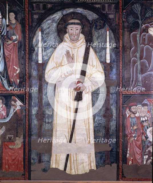 St. Bernard of Claraval (1090-1153), French founder and first abbot of  Clairvaux, central panel …