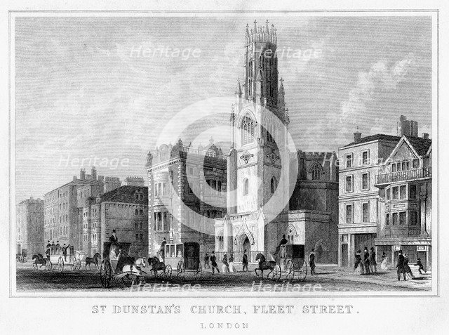 St Dunstan's Church, Fleet Street, City of London, 19th century. Artist: Unknown