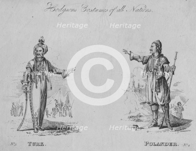 'Hodgsons Costumes of all Nations: No.3 - Turk, No.4 - Polander', c1822. Creator: Unknown.