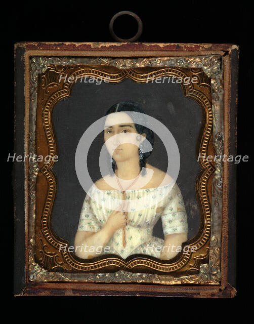 Dama con vestido blanco, 19th century. Creator: Unknown.