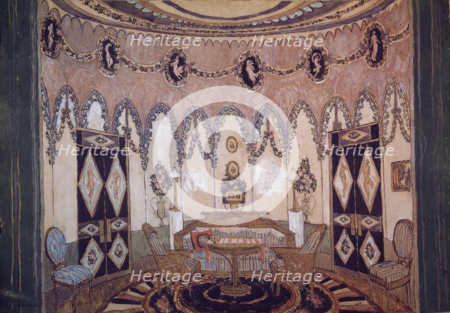 Stage design for the theatre play Two Brothers by M. Lermontov, 1915. Artist: Golovin, Alexander Yakovlevich (1863-1930)