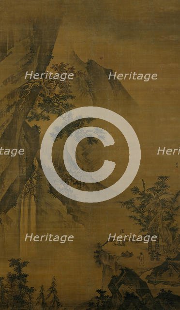 Scholar looking at a waterfall, late 15th century. Creator: Zhong Li.