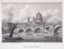 Blackfriars Bridge, London, 1827. Artist: George Cooke