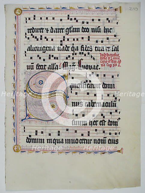 Manuscript Leaf with Initial S, from an Antiphonary, German, second quarter 15th century. Creator: Unknown.
