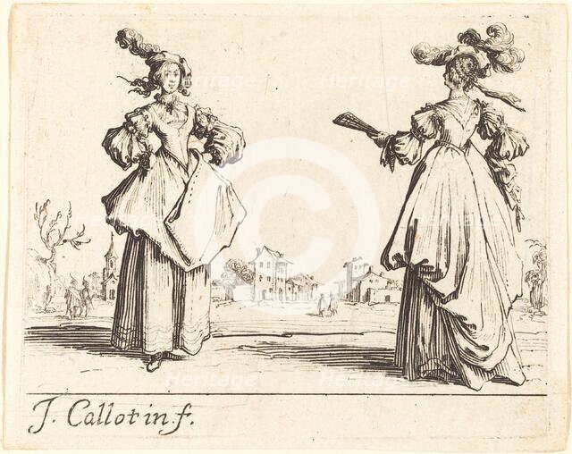 Two Society Women, c. 1623. Creator: Jacques Callot.