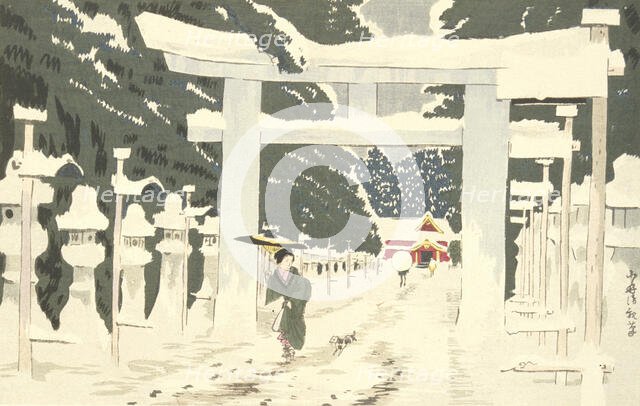Heavy Snow at Toshogu Shrine in Ueno, 1879. Creator: Kobayashi Kiyochika.