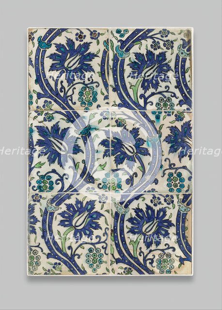 Tile Panel with Wavy-vine Design, Syria, 16th-17th century. Creator: Unknown.