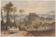 Bracciano (Views of Rome and Its Environs, plate 2), 1841. Creator: Edward Lear.