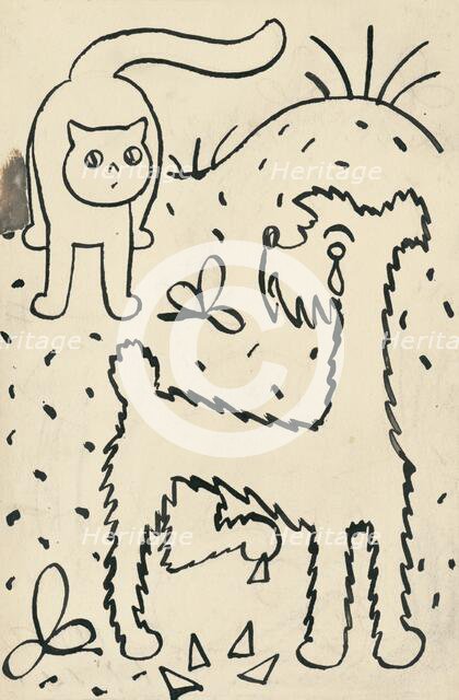 20. A story about a dog and a cat, around 1928. Creator: Josef Capek.