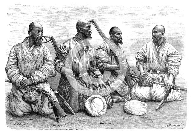 Types and costumes from Chinese Turkestan, c1890. Artist: A Bertrand