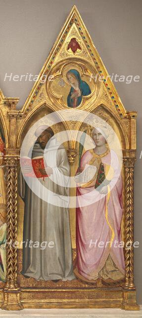 Saint Bernard and Saint Catherine of Alexandria with the Virgin..., shortly before 1387. Creator: Agnolo Gaddi.