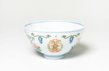 Doucai 'Floral' Bowl, Qing dynasty (1644-1911), Yongzheng regin mark (1723-1735). Creator: Unknown.