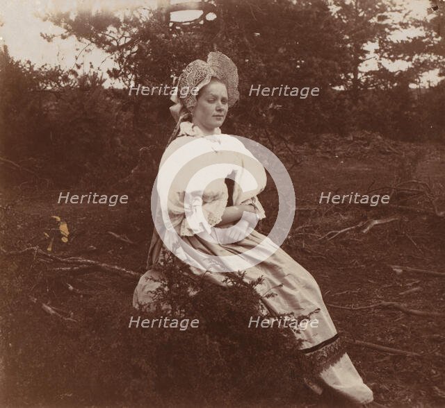 Antique dress of a peasant woman from Olonetskaia Province [Russian Empire], 1909. Creator: Sergey Mikhaylovich Prokudin-Gorsky.