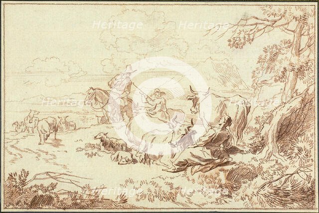 Cattle and Sheep with Shepherds and Shepherdess, n.d. Creator: Abraham Jansz Begeyn.