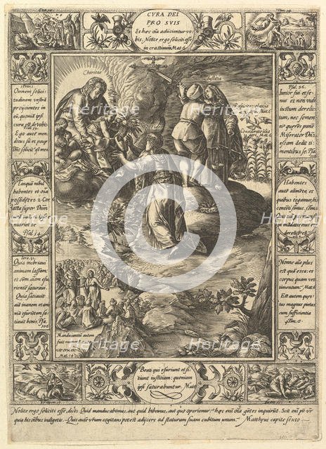 Cura Dei Pro Suis, from Allegories of the Christian Faith, from Christian and Profane Allegories. Creator: Hendrik Goltzius.