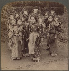 'Big sisters and little brothers in the Land of the Rising Sun - Yokohama, Japan', 1904. Artist: Unknown.