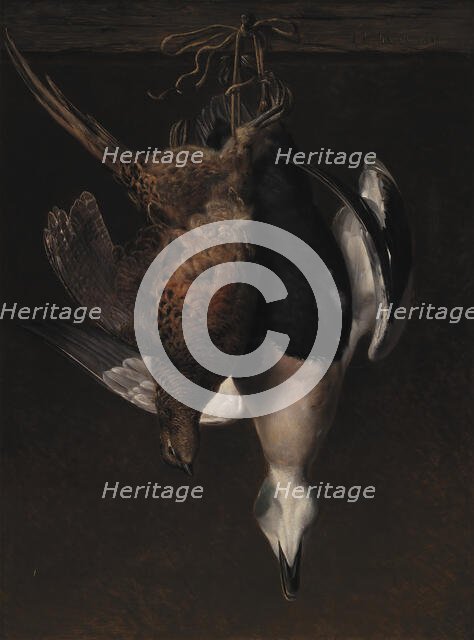 Game. A Pheasant and an Eider, 1846. Creator: Johan Laurentz Jensen.