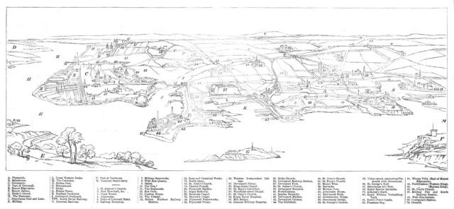 Bird's-eye view of Plymouth, 1872. Creator: Unknown.