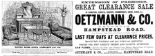 Advertisement for Oetzmann & Co. Great Clearance Sale, 1890. Creator: Unknown.