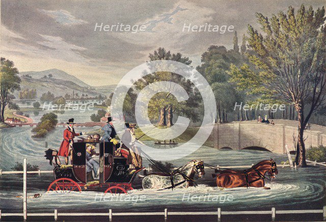 Mail Coach in a Flood, c1827, (1904). Artist: F Rosenbourg