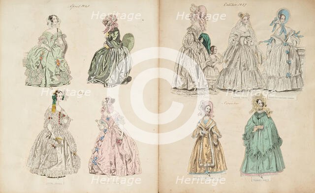 Costume plates, 1837, 1840. Creator: Unknown.