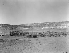 Desert mountains surround Escalante, Utah, 1936. Creator: Dorothea Lange.