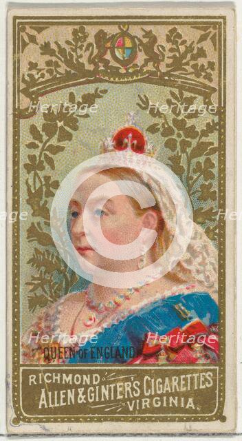 Queen of England, from World's Sovereigns series (N34) for Allen & Ginter Cigarettes, 1889., 1889. Creator: Allen & Ginter.