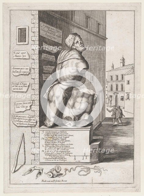 Statue of Pasquin in the House of Cardinal Ursino, Published after 1582., Published after 1582. Creator: After Nicolas Beatrizet.