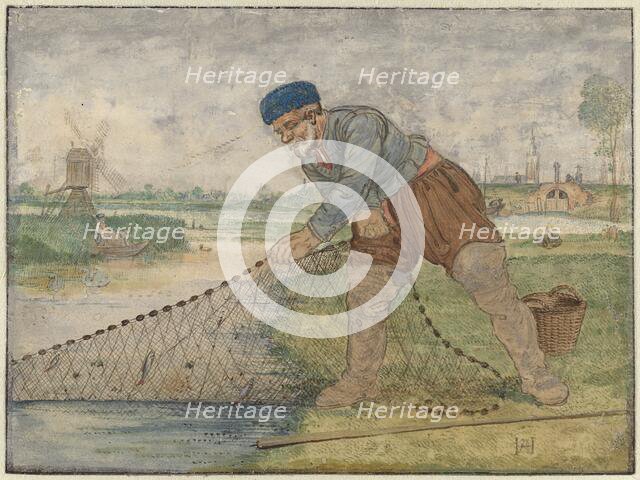 A Fisherman Hauling in his Net, c.1625-c.1630. Creator: Hendrick Avercamp.