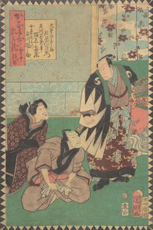 Act X (Dai judanme): Actors Kataoka Nizaemon VIII as Oboshi Yuranosu..., 1862 (Bunkyu 2), 6th month. Creator: Hirasawa Kuniaki.