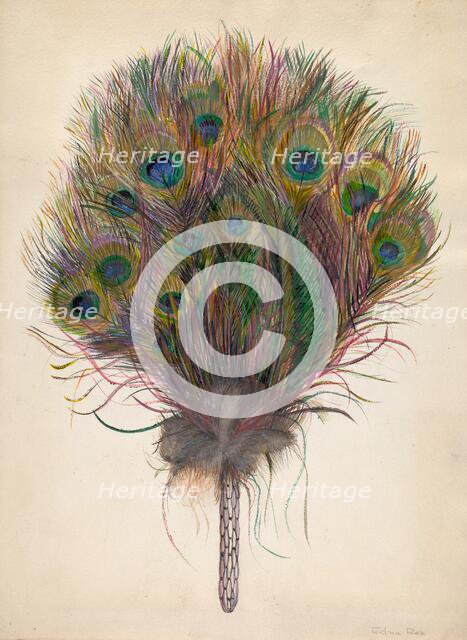 Peacock Feather Fan, c. 1938. Creator: Edna C. Rex.