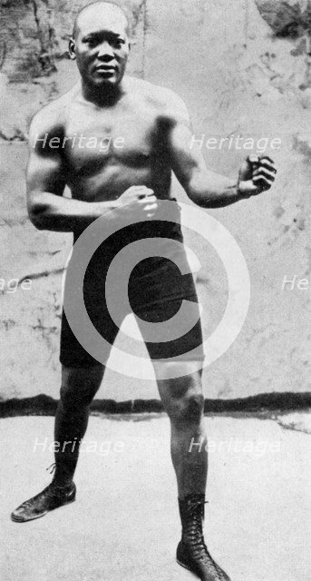 Jack Johnson, the first black world heavyweight boxing champion, 1908 (1951). Artist: Unknown