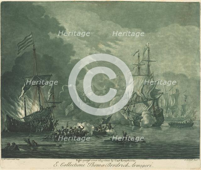 Fight against Seven Algerines, 1720s. Creator: Elisha Kirkall.
