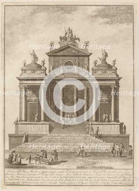 A Temple Dedicated to Jupiter, Juno, and Minerva, for the "Chinea" Festival, 1785. Creator: Francesco Barbazza.