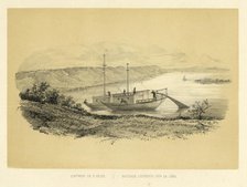 Flatboats on the Lena River, 1856. Creator: Ivan Dem'ianovich Bulychev.